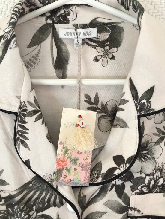 NWT Johnny Was Pajamas set women's M black/beige modal cotton soft luxury gift - Picture 2 of 9